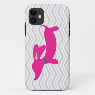 Dachshund + Gray Chevron iPhone 11 Case