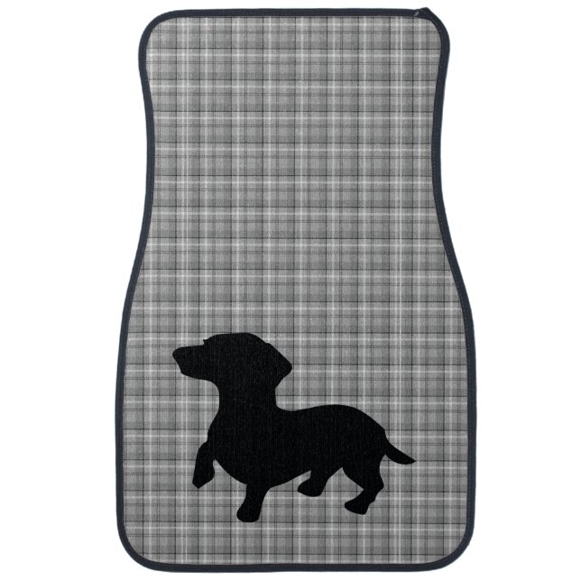 Dachshund Gray Plaid  Car Mats (Front) (set of 2) (Front)