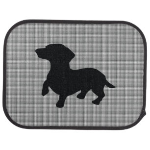 Dachshund Gray Plaid Car Mats (Rear) (set of 2)