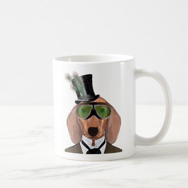 Dachshund Green Goggles Top Hat Coffee Mug (Right)
