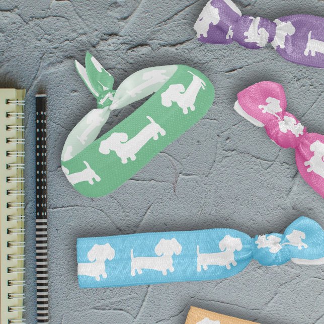 Dachshund Green Hair Accessory Tie Bands  Elastic Hair Tie (dachshund hair bands for doxie moms or sausage dog granddaughters)