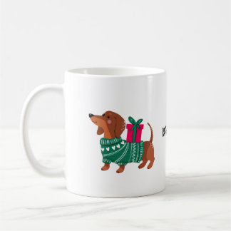 Dachshund green jumper sausage dog lover coffee  mug
