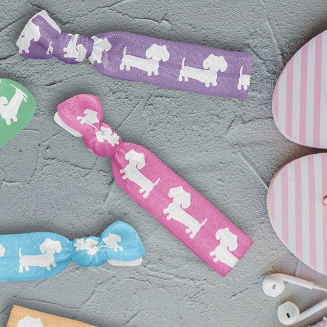 Dachshund Hair Ties Bands (Wiener dog hair ties - pink dachshund lover and sausage dog kid gifts)