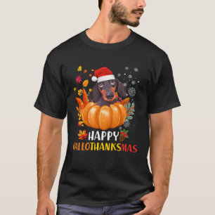 Dachshund Hallothanksmas Halloween Thanksgiving Ch T-Shirt