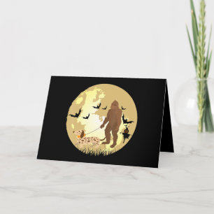 Dachshund Halloween Bigfoot Walking A Dachshund Card