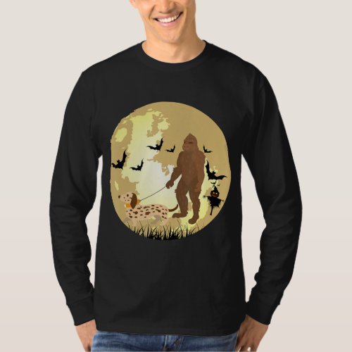 Dachshund Halloween Bigfoot Walking A Dachshund T_Shirt