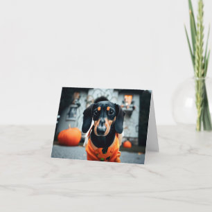 Dachshund Halloween Card