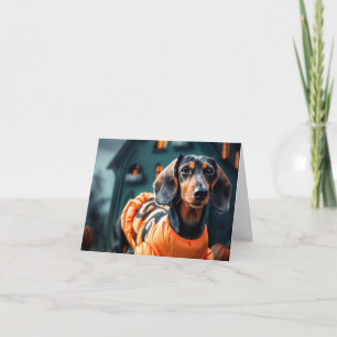 Dachshund Halloween Card