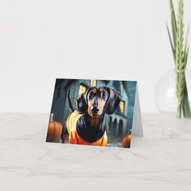 Dachshund Halloween Card (Front)