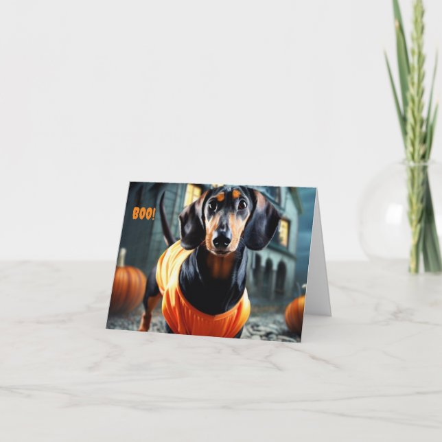 Dachshund Halloween Card Invitation (Front)