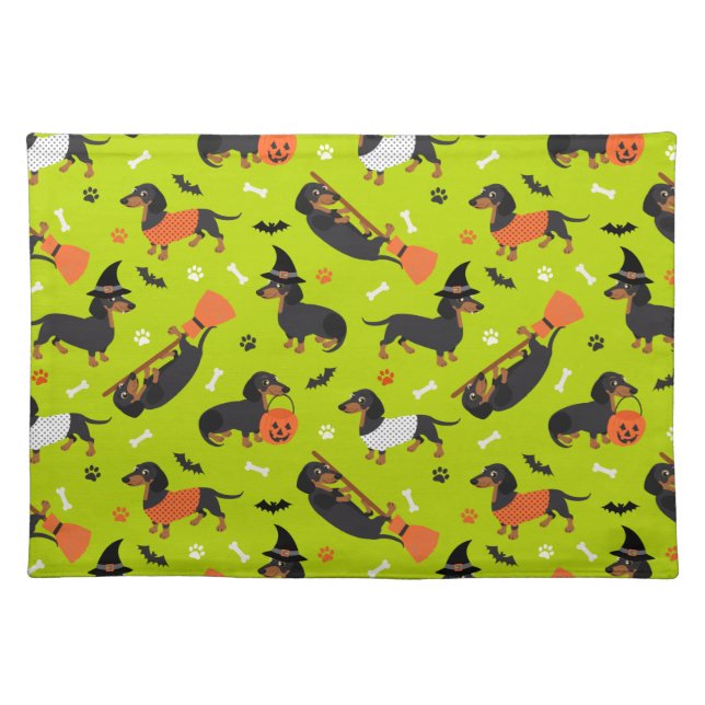 Dachshund Halloween Cloth Placemat (Front)