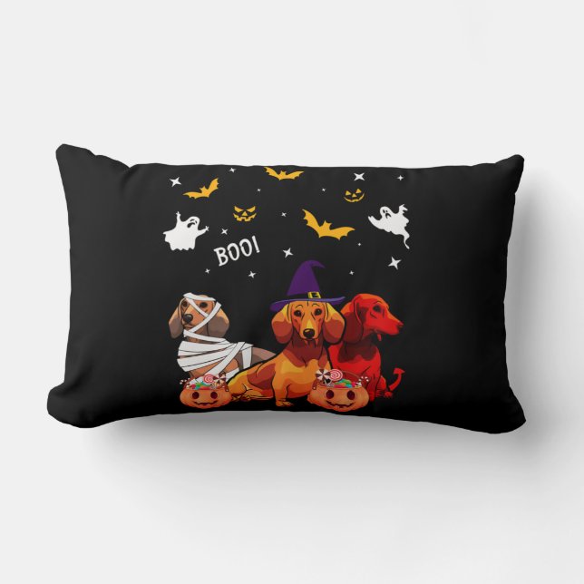 Dachshund Halloween Dog Lover Lumbar Pillow (Front)