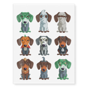 dachshund halloween funny weiner gift temporary tattoos