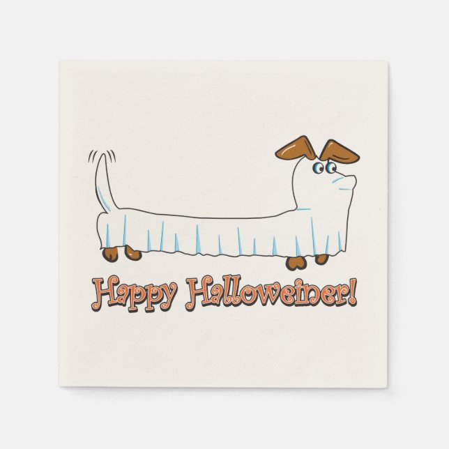 Dachshund Halloween Ghost Napkins (Front)