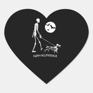 Dachshund Halloween Heart Sticker
