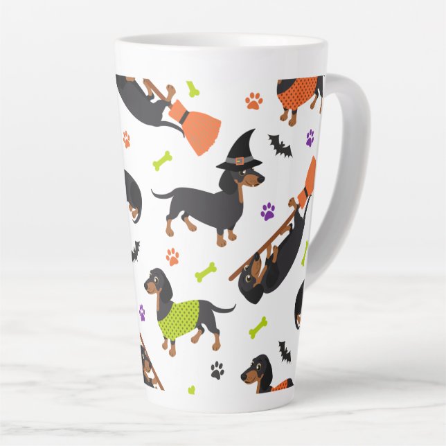 Dachshund Halloween Latte Mug (Right Angle)