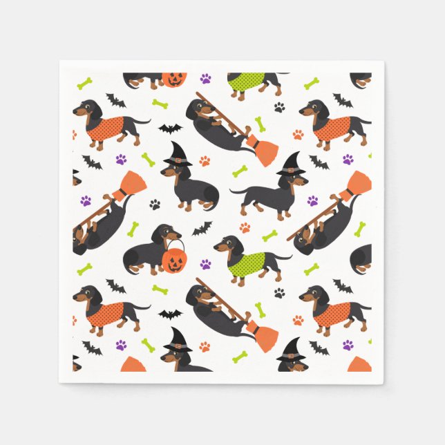 Dachshund Halloween Napkins (Front)