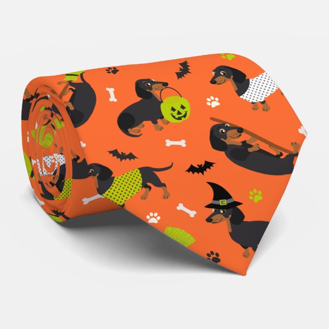 Dachshund Halloween Neck Tie (Rolled)