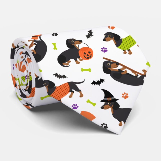 Dachshund Halloween Neck Tie (Rolled)