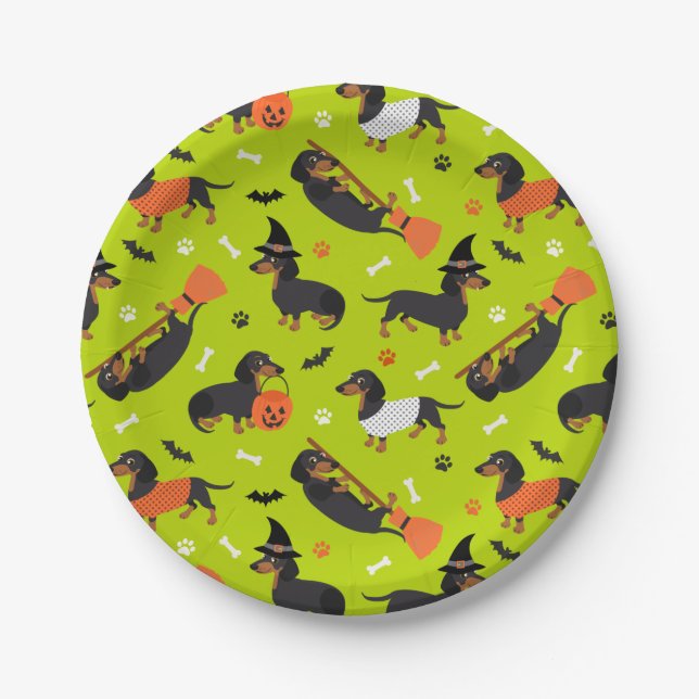Dachshund Halloween Paper Plates (Front)