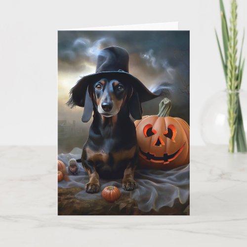 Dachshund Halloween Scary Card