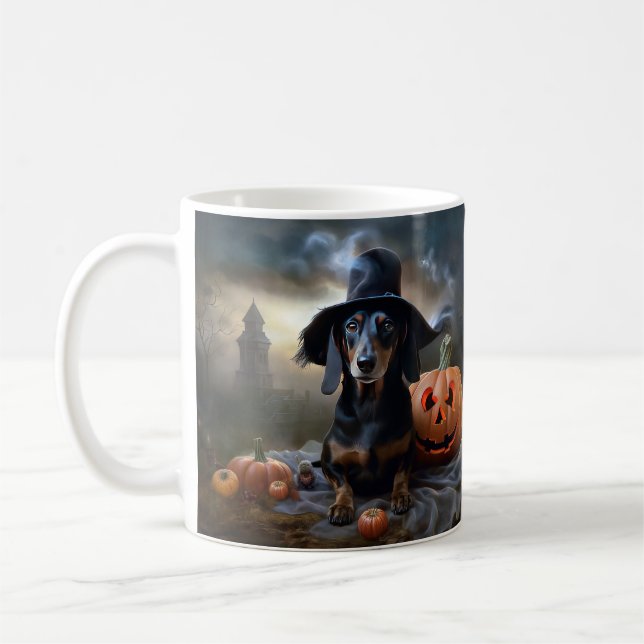 Dachshund Halloween Scary Coffee Mug (Left)