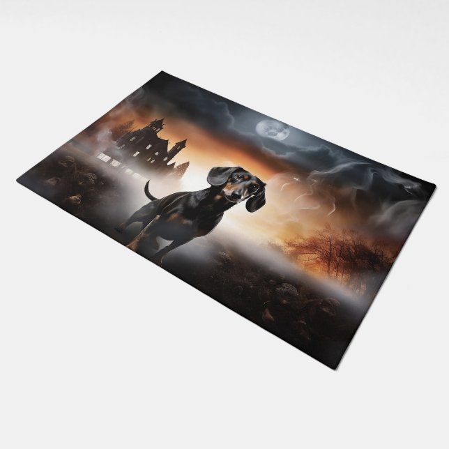 Dachshund Halloween Scary Doormat (Angled)