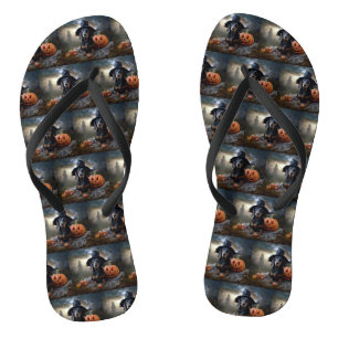 Dachshund Halloween Scary Flip Flops