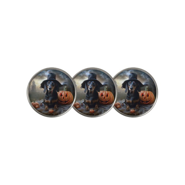 Dachshund Halloween Scary Golf Ball Marker (3 Up)