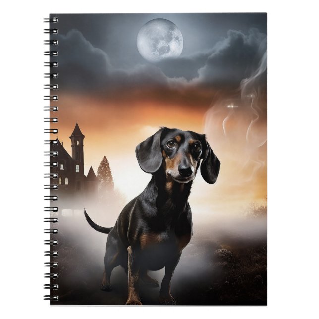 Dachshund Halloween Scary Notebook (Front)