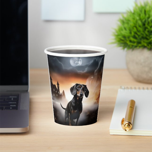 Dachshund Halloween Scary Paper Cups (Insitu)