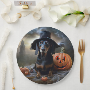Dachshund Halloween Scary Paper Plates