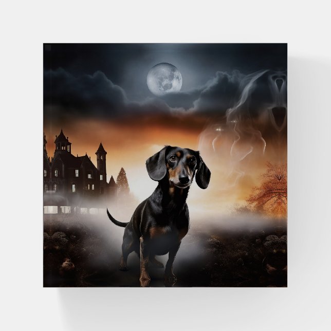 Dachshund Halloween Scary Paperweight (Front)