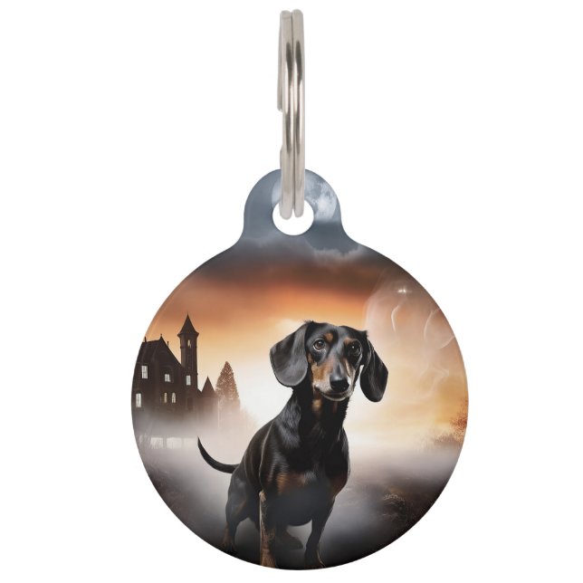 Dachshund Halloween Scary Pet ID Tag (Front)
