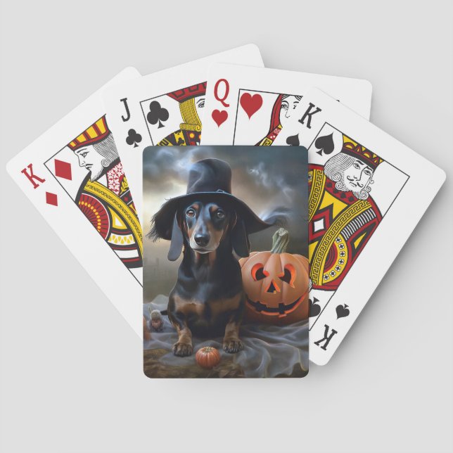 Dachshund Halloween Scary Poker Cards (Back)