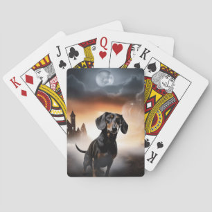 Dachshund Halloween Scary Poker Cards
