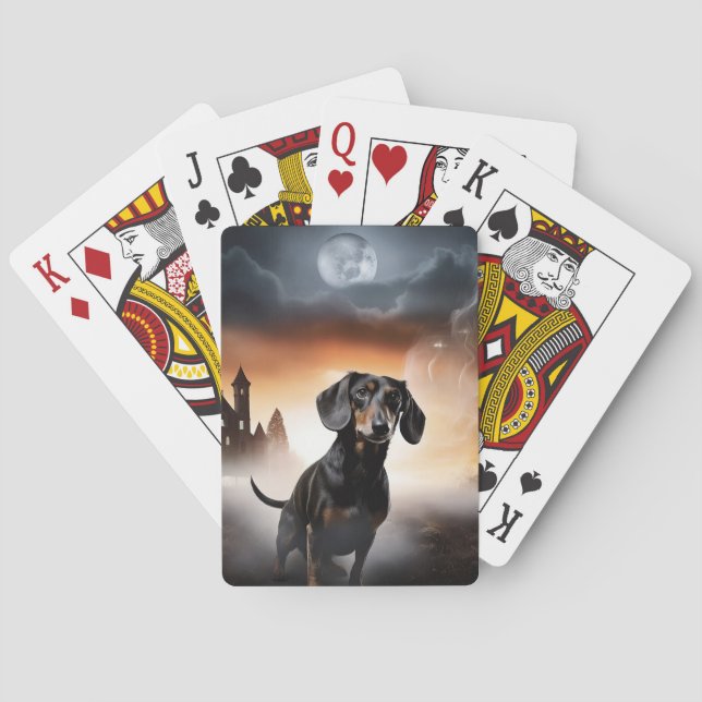Dachshund Halloween Scary Poker Cards (Back)