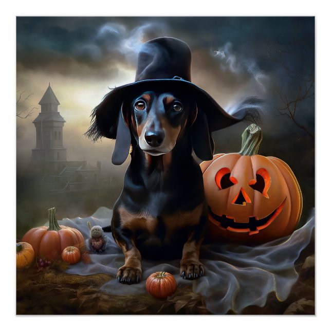 Dachshund Halloween Scary Poster (Front)