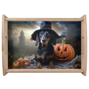 Dachshund Halloween Scary Serving Tray