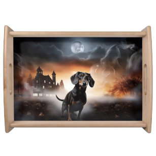 Dachshund Halloween Scary Serving Tray