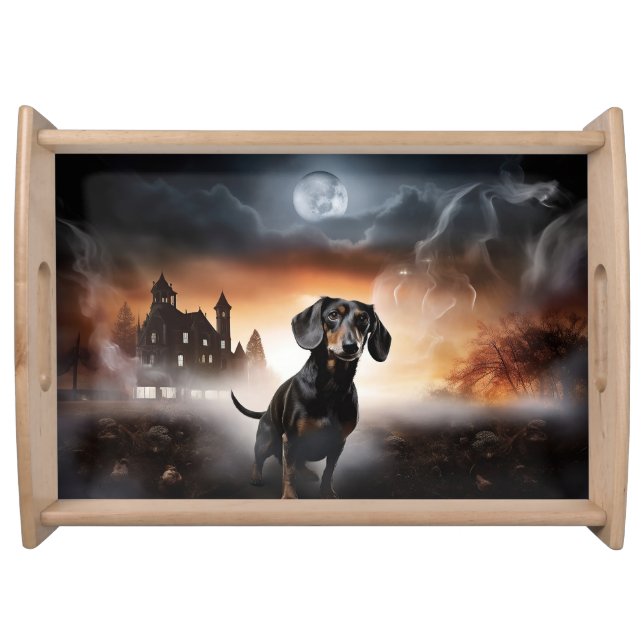 Dachshund Halloween Scary Serving Tray (Front)