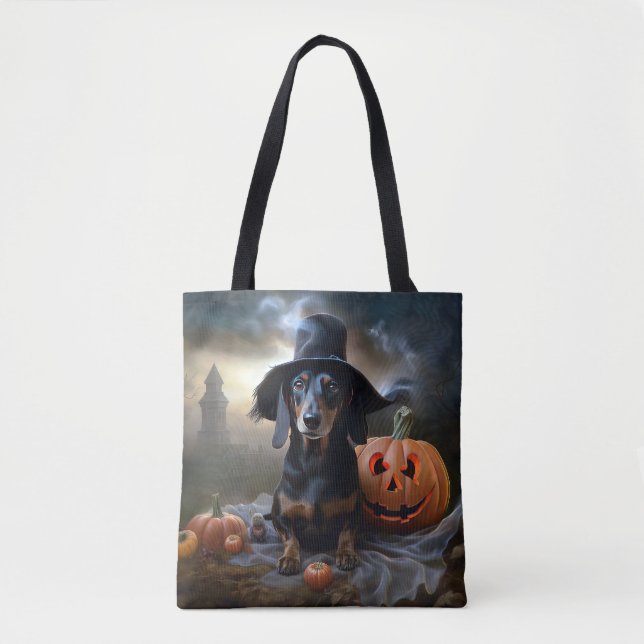 Dachshund Halloween Scary Tote Bag (Front)