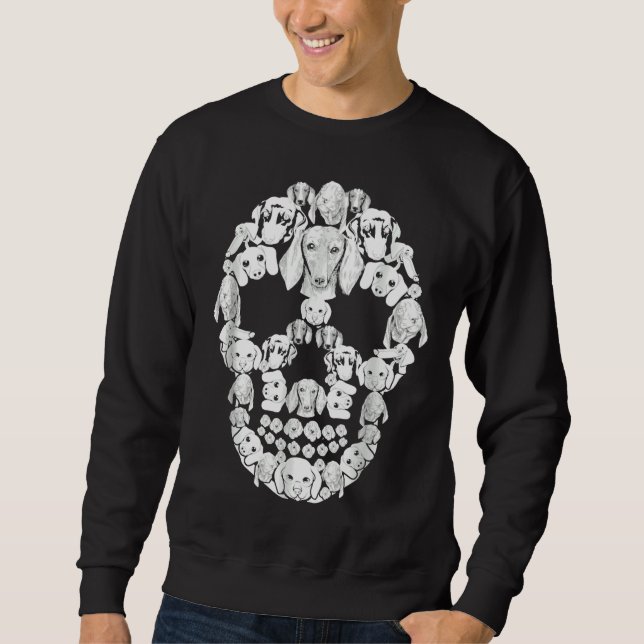 Dachshund Halloween Skull Costumes Sweatshirt (Front)