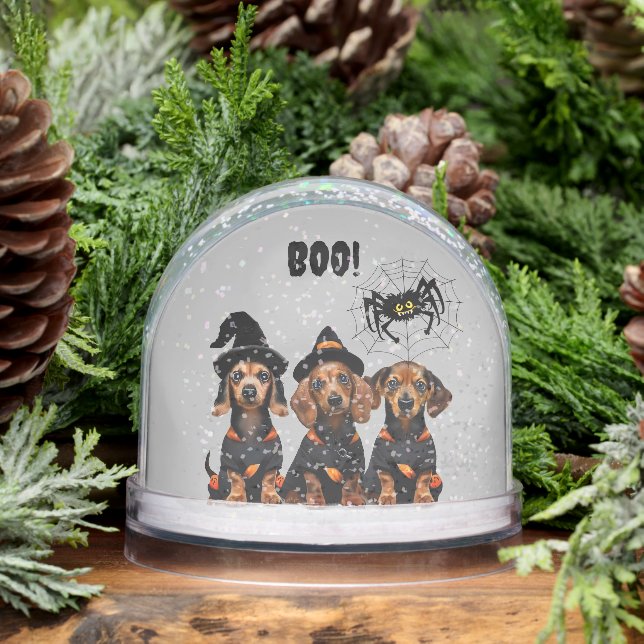 Dachshund Halloween Snow Globe (Winter)