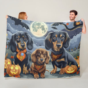 Dachshund Halloween Spooky  Fleece Blanket