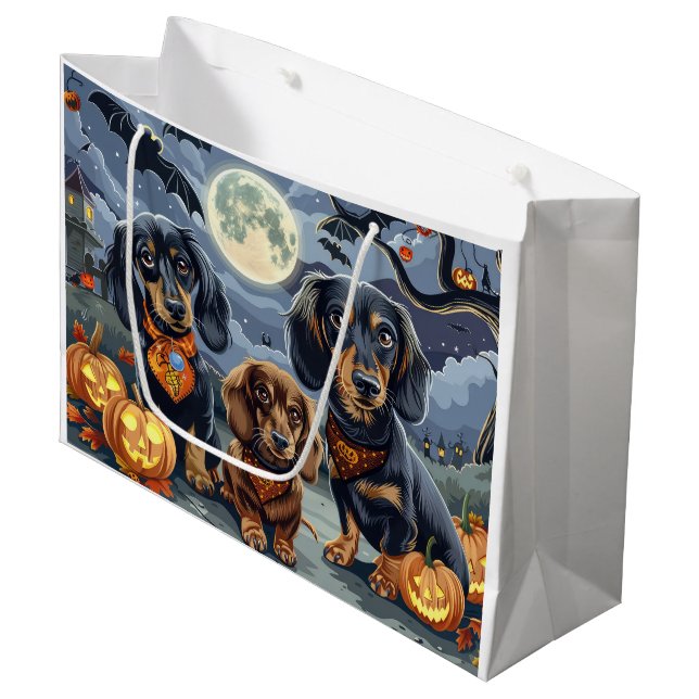 Dachshund Halloween Spooky  Large Gift Bag (Front Angled)