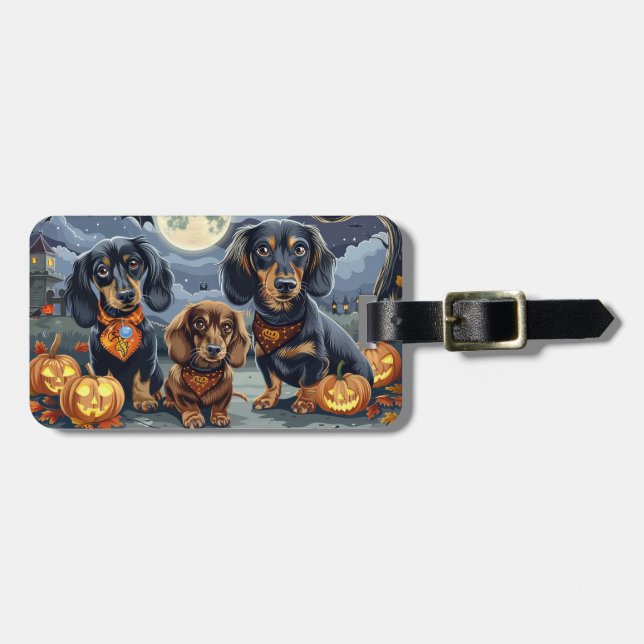 Dachshund Halloween Spooky  Luggage Tag (Front Horizontal)