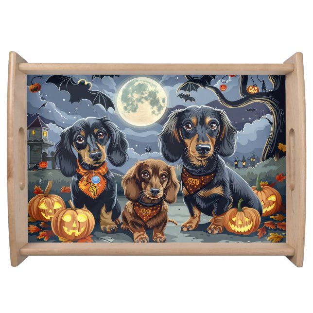Dachshund Halloween Spooky  Serving Tray (Front)