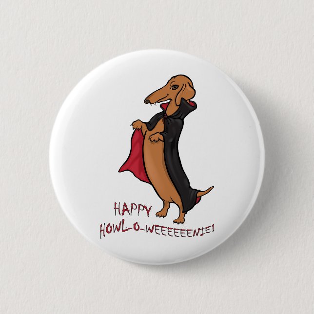 Dachshund Halloween Vampire Button (Front)