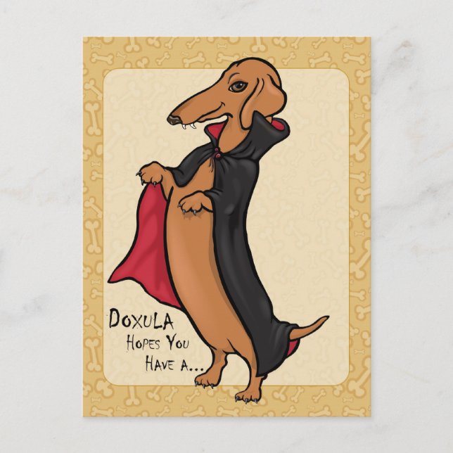 Dachshund Halloween Vampire Postcard (Front)